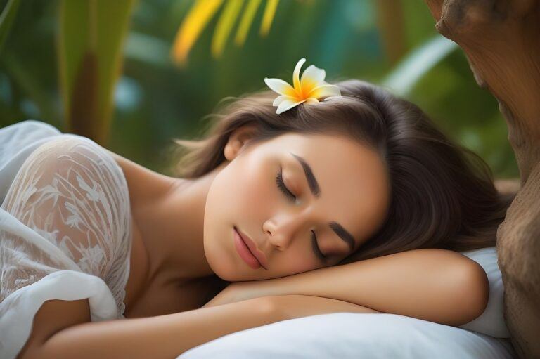 AI Generated image of a lady sleeping peacefully